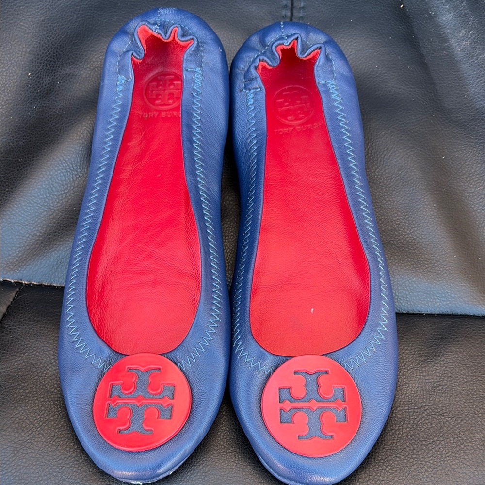 Tory Burch Women's Blue and Red Flats